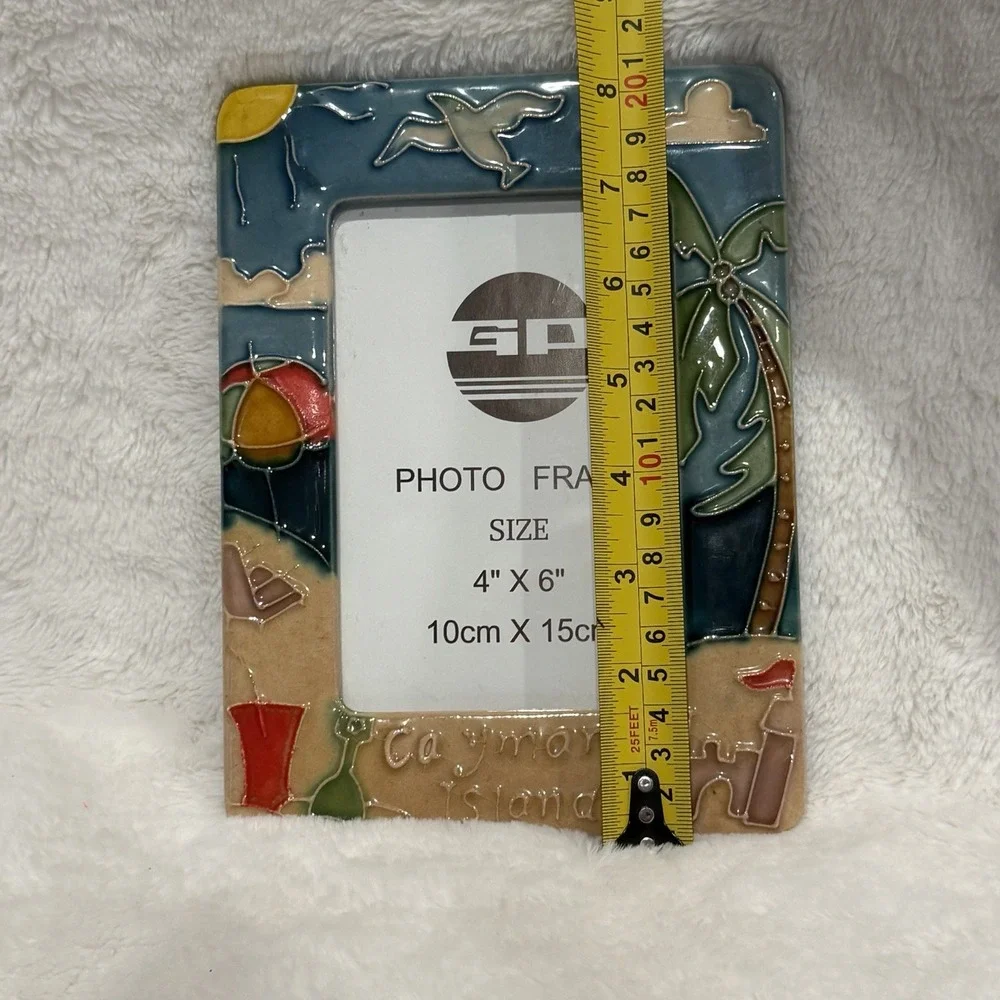 Ceramic Cayman Islands Frame 4x6 Beach Sea Full View Artistic Scene NWOB